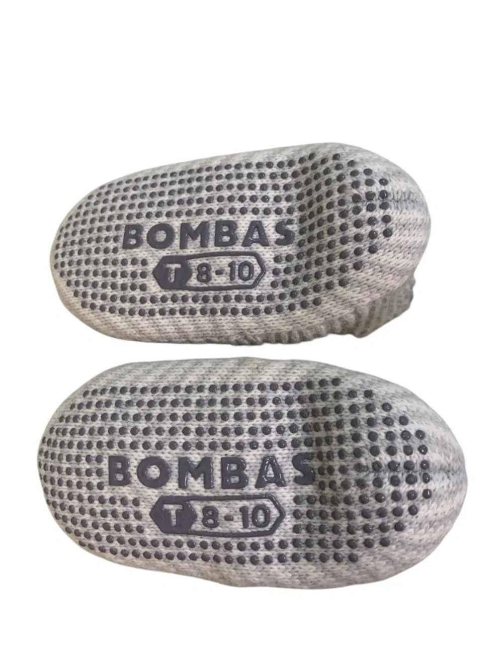 Bombas Gripper Slipper Socks‎ Toddler Kids 8-10 Grey White Knit Sherpa Lined